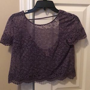 Purple Victoria’s Secret floral sheer shirt